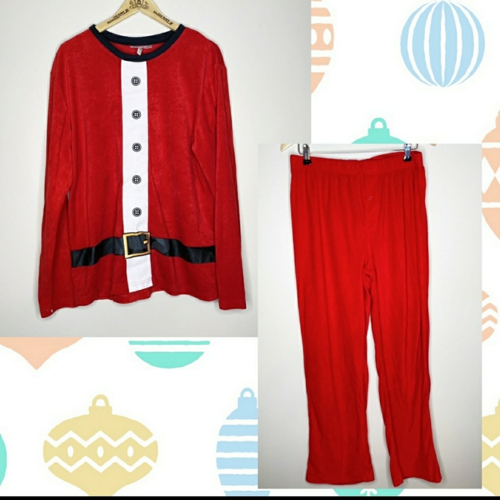 Large HOLIDAY #FAMJAMS Santa Claus Fleece Pjs Men